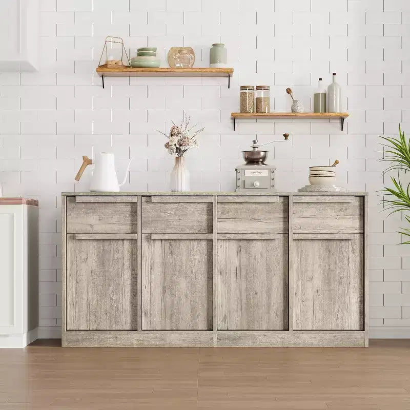 Credenza moderna con 2 cassetti, mobile da cucina da 80 cm, piano spazioso per uso versatile e ampio contenimento
