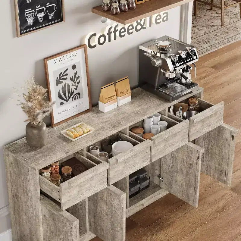 Credenza moderna con 2 cassetti, mobile da cucina da 80 cm, piano spazioso per uso versatile e ampio contenimento