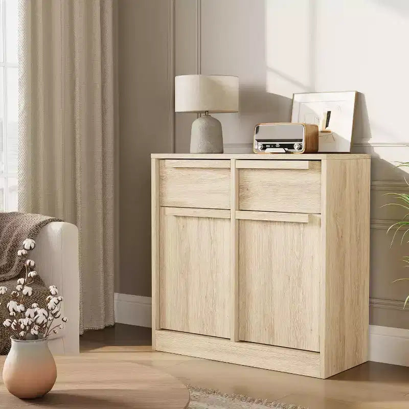Credenza moderna con 2 cassetti, mobile da cucina da 80 cm, piano spazioso per uso versatile e ampio contenimento