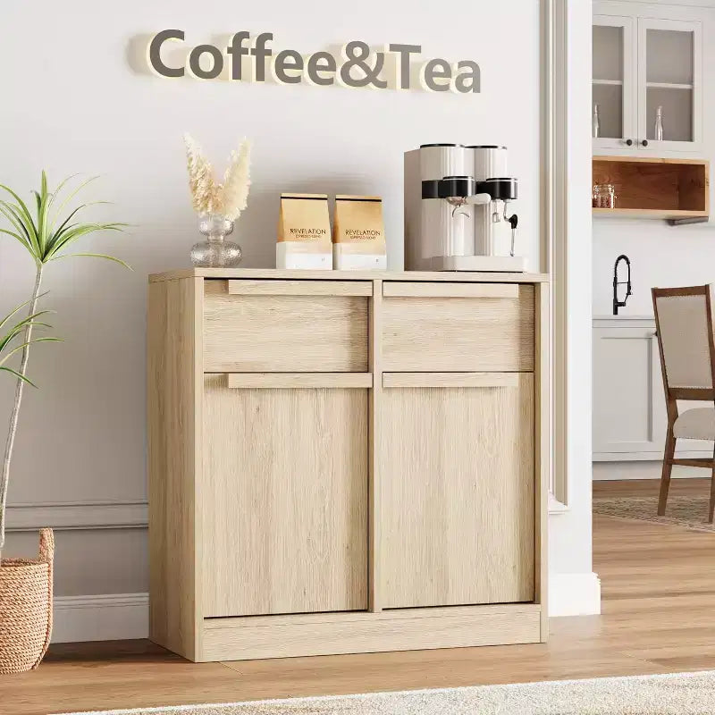 Credenza moderna con 2 cassetti, mobile da cucina da 80 cm, piano spazioso per uso versatile e ampio contenimento