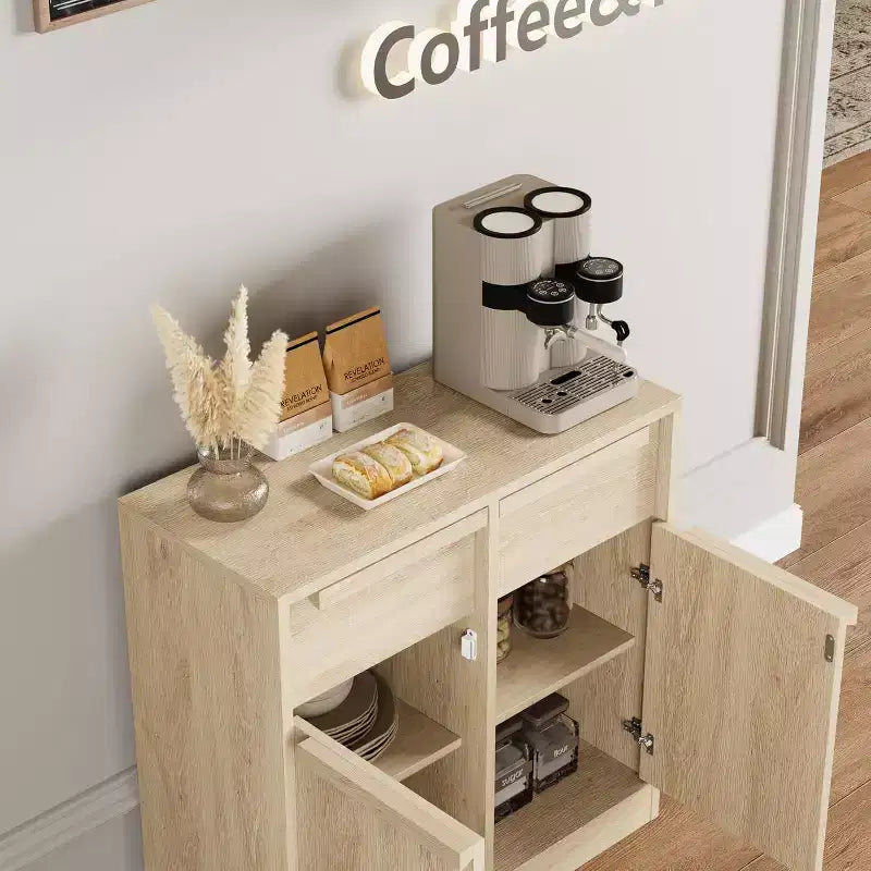 Credenza moderna con 2 cassetti, mobile da cucina da 80 cm, piano spazioso per uso versatile e ampio contenimento