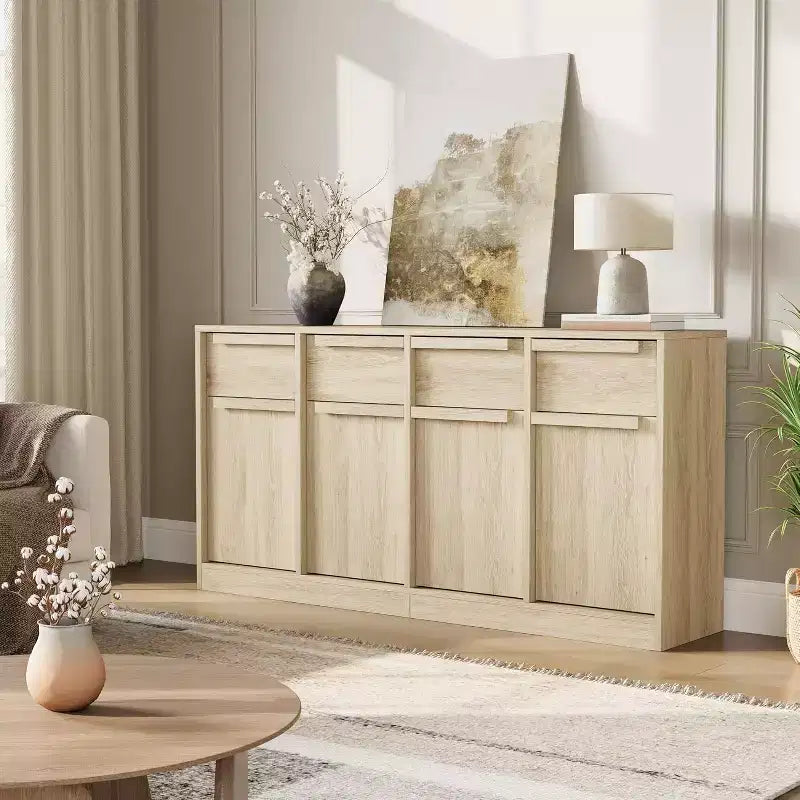 Credenza moderna con 2 cassetti, mobile da cucina da 80 cm, piano spazioso per uso versatile e ampio contenimento