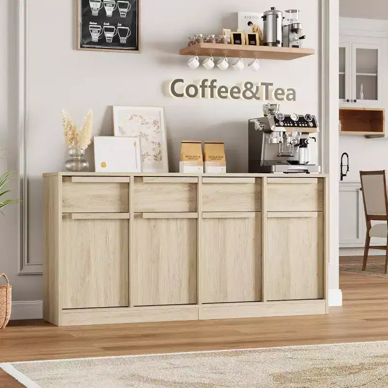 Credenza moderna con 2 cassetti, mobile da cucina da 80 cm, piano spazioso per uso versatile e ampio contenimento