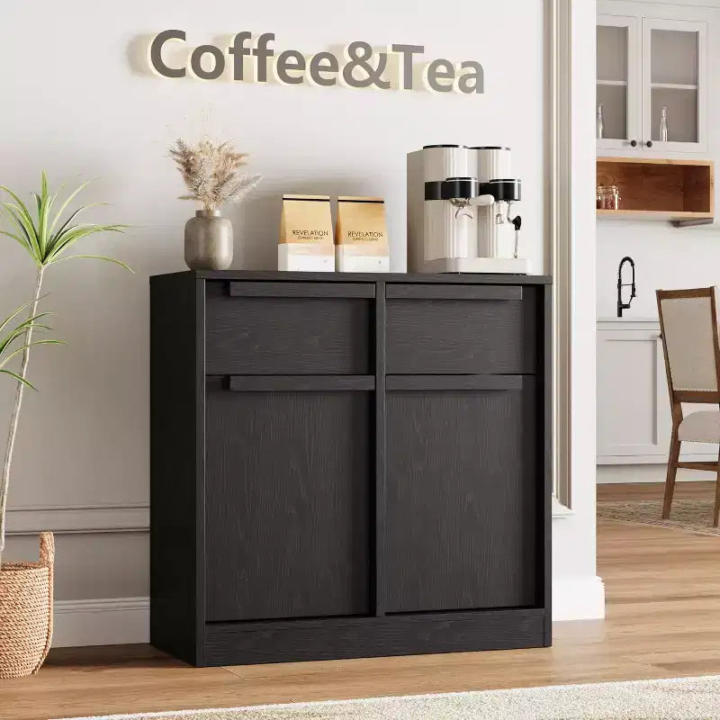 Credenza moderna con 2 cassetti, mobile da cucina da 80 cm, piano spazioso per uso versatile e ampio contenimento