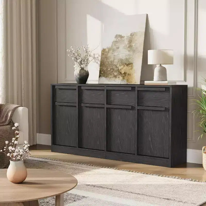 Credenza moderna con 2 cassetti, mobile da cucina da 80 cm, piano spazioso per uso versatile e ampio contenimento