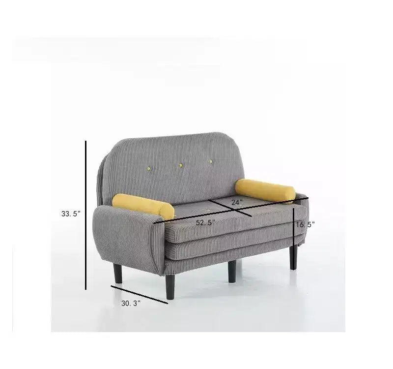 Divano Letto Convertibile Piccolo Moderno Okak con Tasche Laterali e Porta USB, Comodo Divano a Due Posti per Soggiorno, Appartamento
