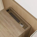 Comodino Famapy Smart Rovere Chiaro con Cassetto Nascosto, Top Ribaltabile - Anta con Serratura NFC e Cassetto Inferiore a Scomparsa, Tavolino Laterale per Camera da Letto e Soggiorno