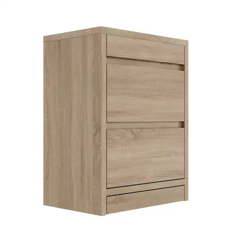 Comodino Famapy Smart Rovere Chiaro con Cassetto Nascosto, Top Ribaltabile - Anta con Serratura NFC e Cassetto Inferiore a Scomparsa, Tavolino Laterale per Camera da Letto e Soggiorno