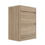 Comodino Famapy Smart Rovere Chiaro con Cassetto Nascosto, Top Ribaltabile - Anta con Serratura NFC e Cassetto Inferiore a Scomparsa, Tavolino Laterale per Camera da Letto e Soggiorno