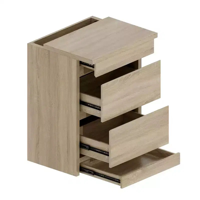 Comodino Famapy Smart Rovere Chiaro con Cassetto Nascosto, Top Ribaltabile - Anta con Serratura NFC e Cassetto Inferiore a Scomparsa, Tavolino Laterale per Camera da Letto e Soggiorno