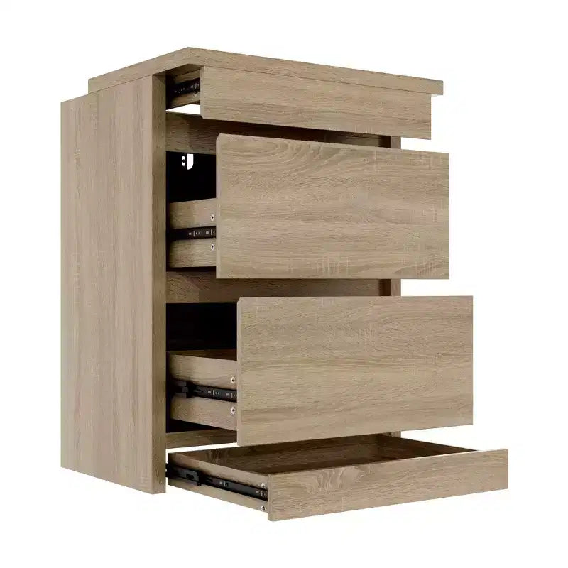 Comodino Famapy Smart Rovere Chiaro con Cassetto Nascosto, Top Ribaltabile - Anta con Serratura NFC e Cassetto Inferiore a Scomparsa, Tavolino Laterale per Camera da Letto e Soggiorno