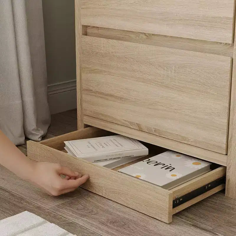 Comodino Famapy Smart Rovere Chiaro con Cassetto Nascosto, Top Ribaltabile - Anta con Serratura NFC e Cassetto Inferiore a Scomparsa, Tavolino Laterale per Camera da Letto e Soggiorno