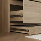 Comodino Famapy Smart Rovere Chiaro con Cassetto Nascosto, Top Ribaltabile - Anta con Serratura NFC e Cassetto Inferiore a Scomparsa, Tavolino Laterale per Camera da Letto e Soggiorno