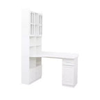 CLIHOME Scrivania angolare a L 2 in 1 per computer, per casa, ufficio o studio, tavolo da studio con cassetti, libreria e mensola superiore, ampio spazio di lavoro