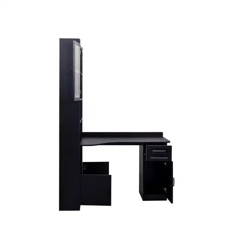 CLIHOME Scrivania angolare a L 2 in 1 per computer, per casa, ufficio o studio, tavolo da studio con cassetti, libreria e mensola superiore, ampio spazio di lavoro