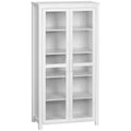 63 Kitchen Pantry Cabinet, Freestanding Storage Cabinet, Display Cabinet with 2 Glass Door and 2 Adjustable Shelves for Dining Room