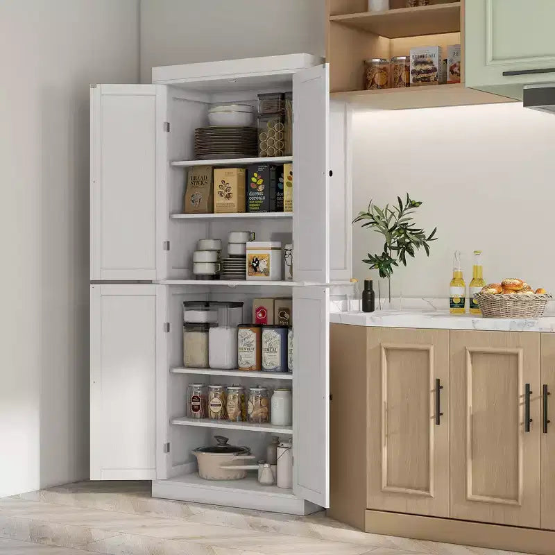 Mobile da cucina 72, dispensa con ante e ripiani, dispensa indipendente con venature del legno