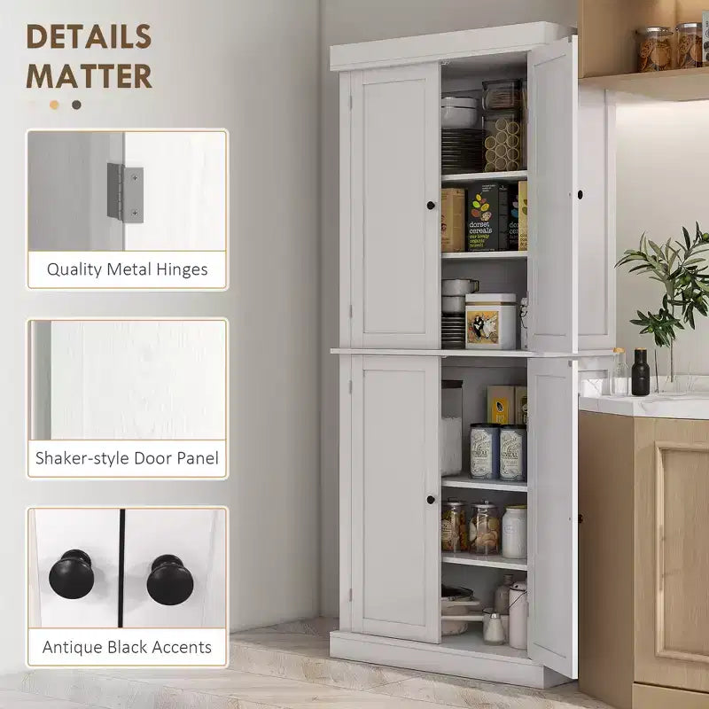 Mobile da cucina 72, dispensa con ante e ripiani, dispensa indipendente con venature del legno