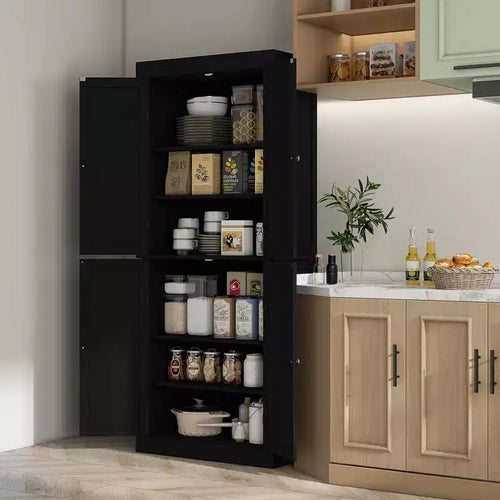 Mobile da cucina 72, dispensa con ante e ripiani, dispensa indipendente con venature del legno