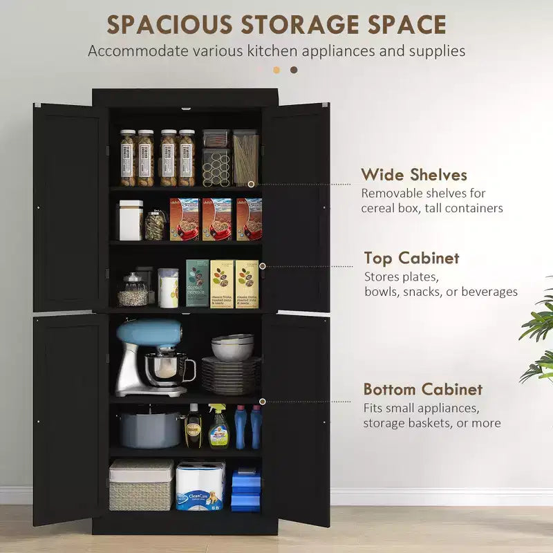 Mobile da cucina 72, dispensa con ante e ripiani, dispensa indipendente con venature del legno
