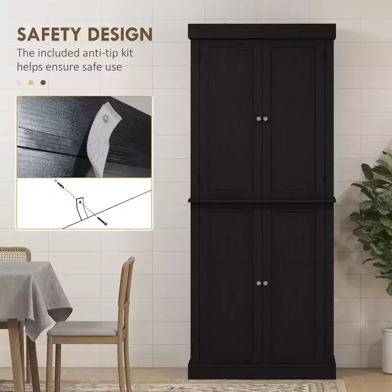 Mobile da cucina 72, dispensa con ante e ripiani, dispensa indipendente con venature del legno