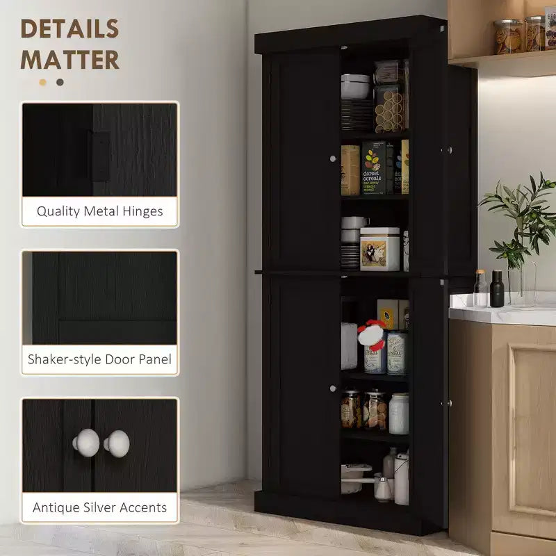 Mobile da cucina 72, dispensa con ante e ripiani, dispensa indipendente con venature del legno