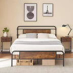 Telaio letto king-size con testiera, base letto in metallo di alta qualità con doghe in acciaio, funzionamento silenzioso, facile montaggio, non richiede rete a molle.