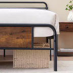 Telaio letto king-size con testiera, base letto in metallo di alta qualità con doghe in acciaio, funzionamento silenzioso, facile montaggio, non richiede rete a molle.