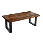 Pipe Decor Skyline Boulder Black Solid Wood Coffee Table with 12 in. Landscape Legs