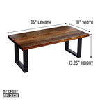 Tavolino da caffè Pipe Decor Skyline Boulder nero in legno massello con gambe Landscape da 30 cm