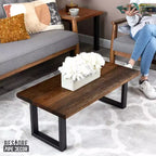 Tavolino da caffè Pipe Decor Skyline Boulder nero in legno massello con gambe Landscape da 30 cm