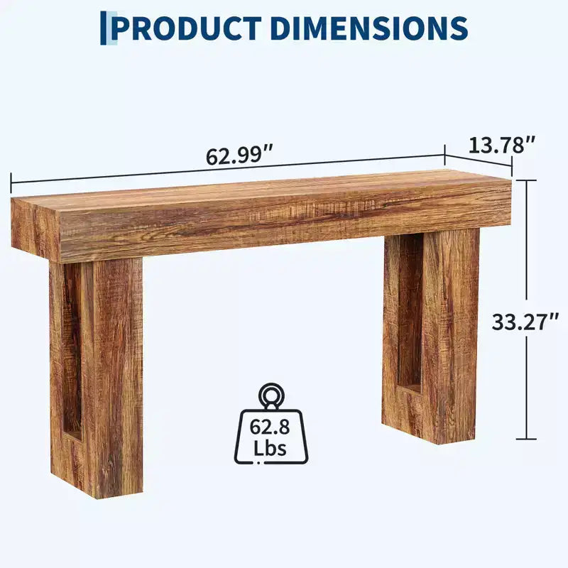 Tavolo Console Rettangolare Lungo e Stretto da 63 Pollici, Tavolo da Ingresso in Legno Stile Rustico per Corridoio, Foyer e Soggiorno, Tavolo da Divano Dietro il Divano