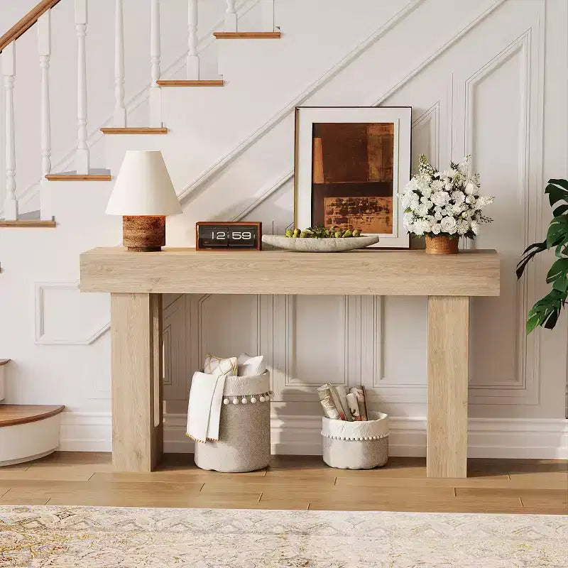 Tavolo Console Rettangolare Lungo e Stretto da 63 Pollici, Tavolo da Ingresso in Legno Stile Rustico per Corridoio, Foyer e Soggiorno, Tavolo da Divano Dietro il Divano