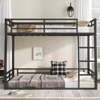 Bellemave Letto a castello in metallo Full XL sopra Queen per adulti e ragazzi, struttura salvaspazio per impieghi gravosi, sponde di protezione, silenzioso, senza rete, nero