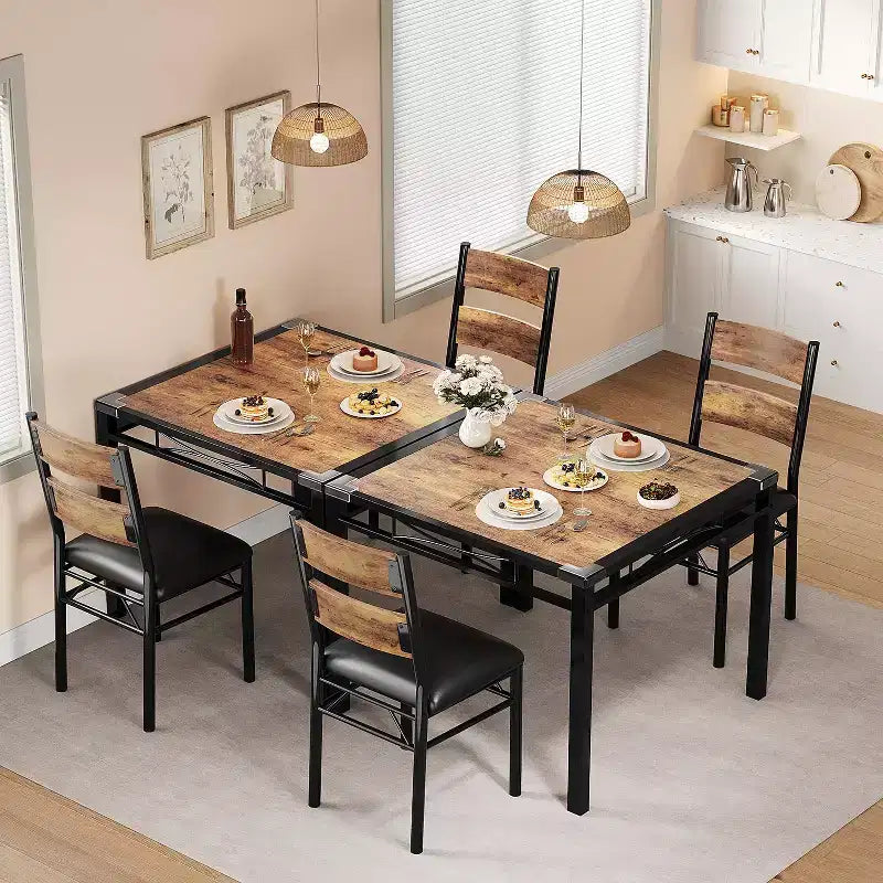 Set tavolo da pranzo per 2 persone, tavolo da pranzo con 2 sedie imbottite, set tavolo da pranzo da cucina a 3 pezzi in legno con protezione angolare per piccoli spazi