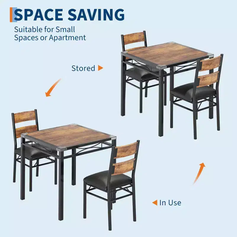 Set tavolo da pranzo per 2 persone, tavolo da pranzo con 2 sedie imbottite, set tavolo da pranzo da cucina a 3 pezzi in legno con protezione angolare per piccoli spazi