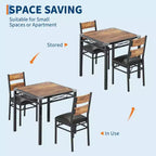 Set tavolo da pranzo per 2 persone, tavolo da pranzo con 2 sedie imbottite, set tavolo da pranzo da cucina a 3 pezzi in legno con protezione angolare per piccoli spazi