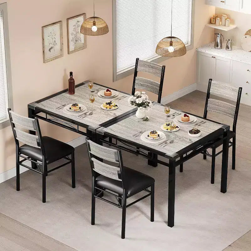 Set tavolo da pranzo per 2 persone, tavolo da pranzo con 2 sedie imbottite, set tavolo da pranzo da cucina a 3 pezzi in legno con protezione angolare per piccoli spazi