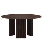 PexFix 60 Tavolo da Pranzo Rotondo Moderno con Gambe a Colonna a Strisce, Tavolo da Cucina in Legno Massello con Cuscinetti Antigraffio per Sala da Pranzo e Bar in Cucina, Noce