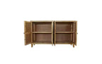GDFStudio Isaac - Armadietto Consolle con 4 Ante in Legno di Abete Rustico da 59,00 pollici