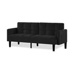 MAYEERTY Divano Futon in Velluto Convertibile Pieghevole a Tre Posti Divano Letto Trapuntato per Appartamento Nero