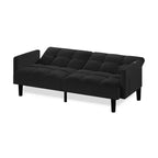 MAYEERTY Divano Futon in Velluto Convertibile Pieghevole a Tre Posti Divano Letto Trapuntato per Appartamento Nero