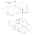 MAYEERTY Divano Moderno in Velluto a Due Posti, Divano Letto Estraibile con Cuscini Decorativi e Tasche per Soggiorno Camera da Letto, Beige