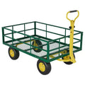 Heavy-duty steel cart with versatile 180 swivel handle, removable sides, and 10-inch wheels for use in the kitchen or garden