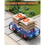 Carrello in acciaio per impieghi gravosi con maniglia girevole a 180° versatile, sponde rimovibili e ruote da 10 pollici per l'uso in cucina o in giardino