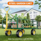 Carrello in acciaio per impieghi gravosi con maniglia girevole a 180° versatile, sponde rimovibili e ruote da 10 pollici per l'uso in cucina o in giardino