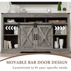 Heynemo Mobile TV Rustico con anta scorrevole a granaio per TV fino a 65+ pollici, mobile TV alto 86 cm, console in legno con ante per riporre oggetti