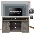 Heynemo Mobile TV Rustico con anta scorrevole a granaio per TV fino a 65+ pollici, mobile TV alto 86 cm, console in legno con ante per riporre oggetti