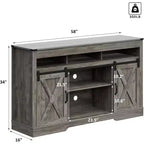 Heynemo Mobile TV Rustico con anta scorrevole a granaio per TV fino a 65+ pollici, mobile TV alto 86 cm, console in legno con ante per riporre oggetti