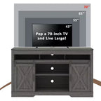 Heynemo Mobile TV Rustico con anta scorrevole a granaio per TV fino a 65+ pollici, mobile TV alto 86 cm, console in legno con ante per riporre oggetti